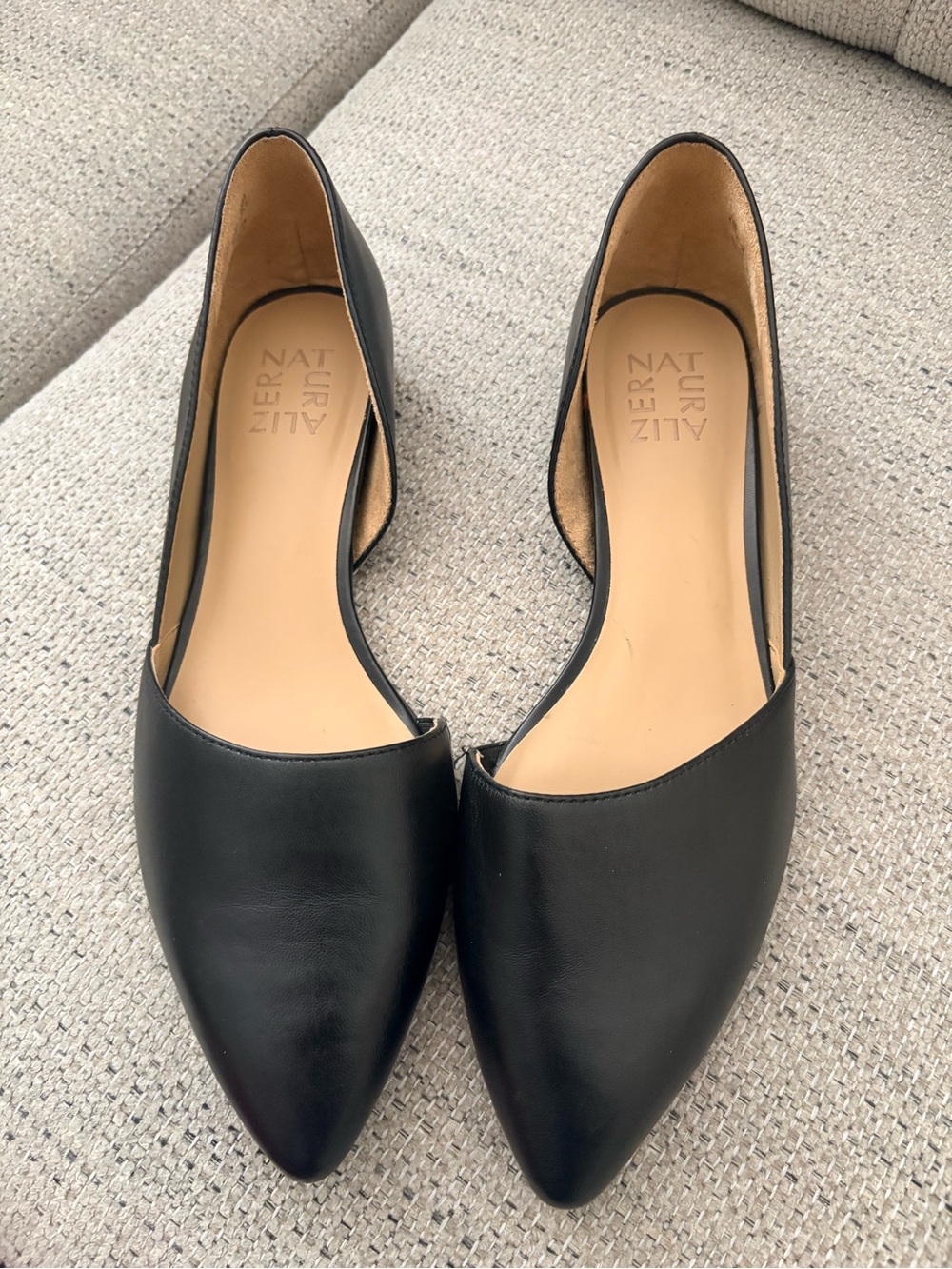 Naturalizer Black Leather Pointed D'Orsay Flats